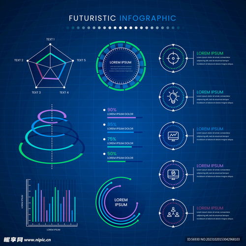 蓝色科技风数据信息图设计 信息技术咨询服务的视觉呈现